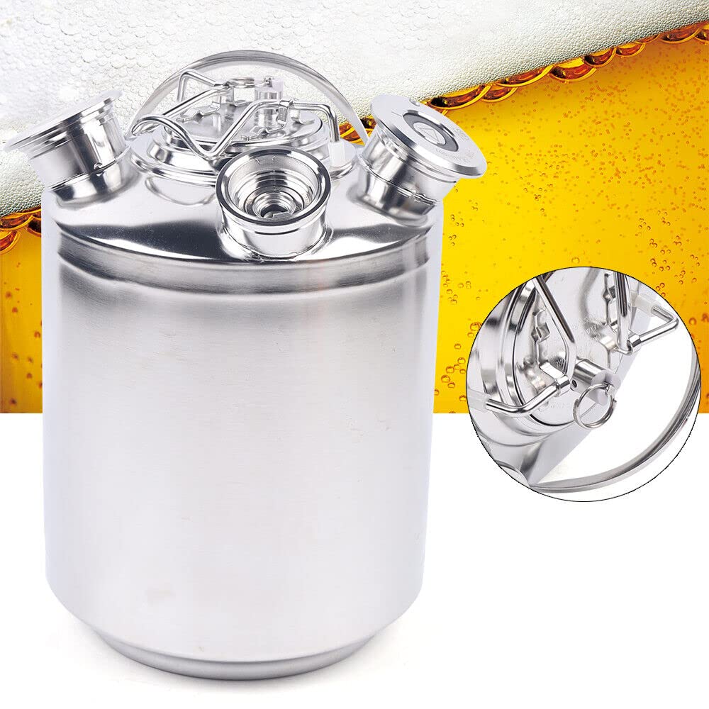 Krombacher - Depósito de limpieza de tuberías de cerveza (10 L, acero inoxidable, con tapa para brocas)