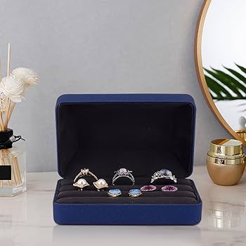 Amazon｜OLYCRAFT 2個 指輪収納ケース ブルー PUレザー 12.5x7.8x4.7cm