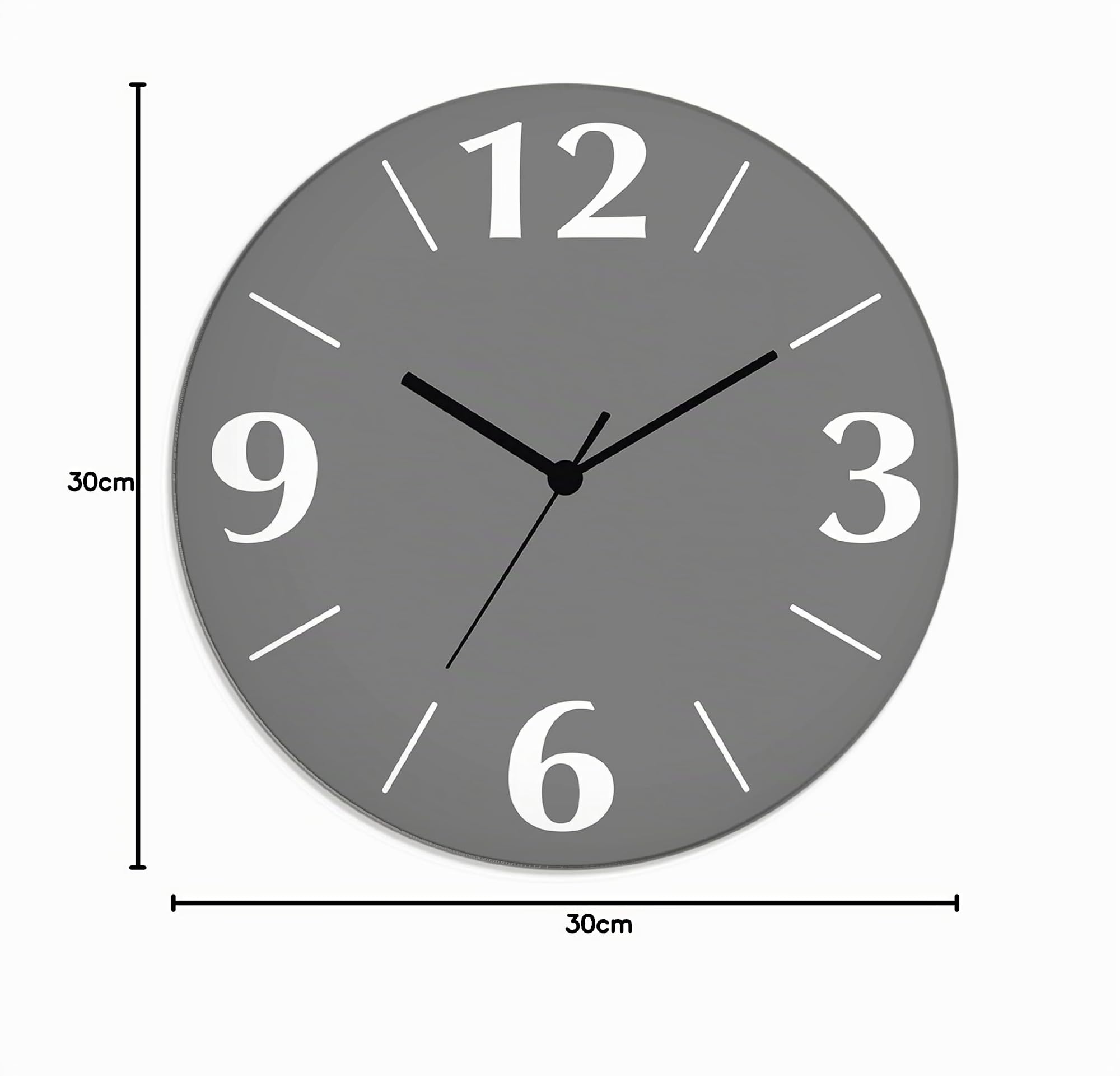 ARTLAND Wanddeko Wanduhr ohne Tickgeräusche aus Glas Funkuhr Ø 30 cm Rund Lautlos Trendfarbe Grau S7KC