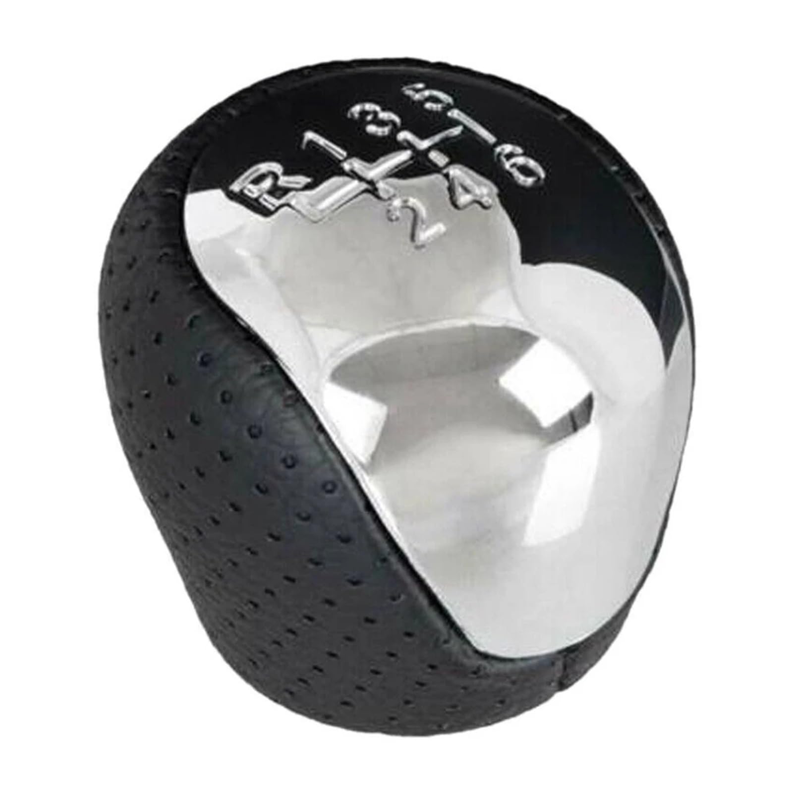 Grozzy Universal Shifter Handle Perforated Leather Gear Knob for Chrome 6-Speed ​​for Hyundai I30 IX35 Car Shift Lever