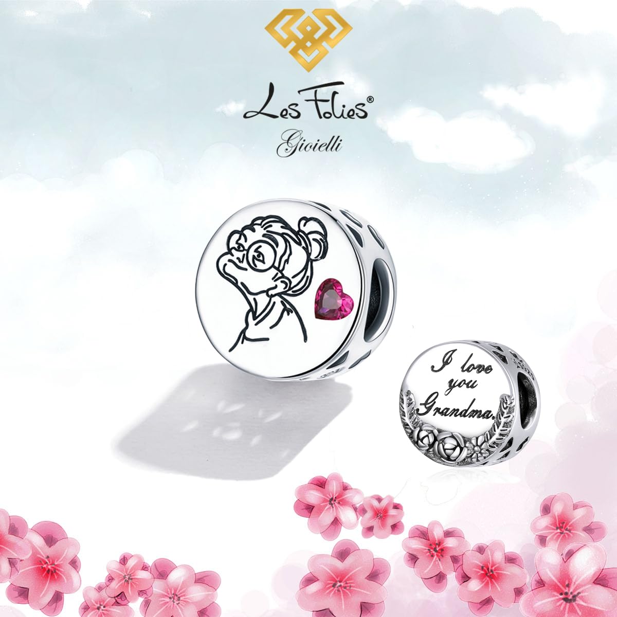 Charm Abuela Te quiero Amor en plata 925 - Les Folies (Modelo Pandora), Plata esterlina, Circonita cúbica