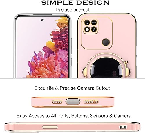 Miniatura 7 de Compatible con Redmi 10A Funda con soporte de dibujos animados de astronauta creativo chapado rosa, para Xiaomi Redmi 10A, funda de teléfono de