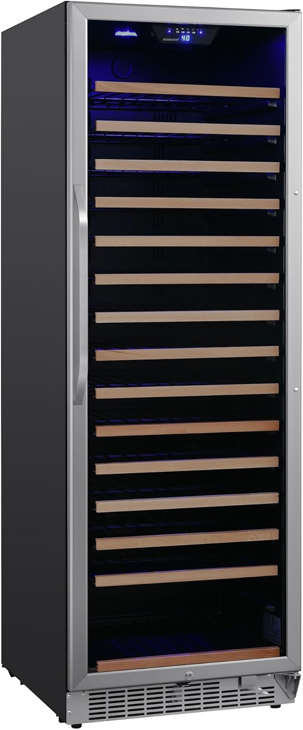 EdgeStar CWR1662SZ 24 Inch Wide 151 Bottle Capacity Built-In or Free Standing Single Zone Wine Cooler with Even Cooling Technology - Stainless Steel