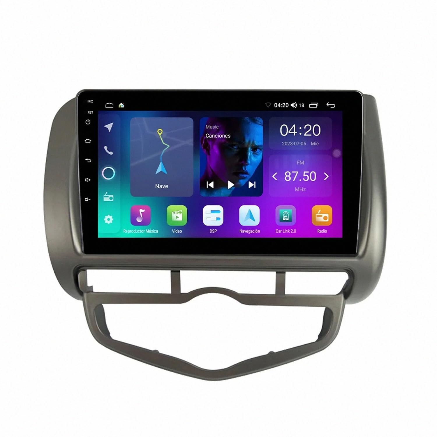 Radio Macchina Touch Screen per Honda Jazz City 2002-2007 Wireless Carplay Android Auto Stereo Auto Bluetooth Ips con Pantalla Táctil con Gps, 4 Nucleo 1G+32G