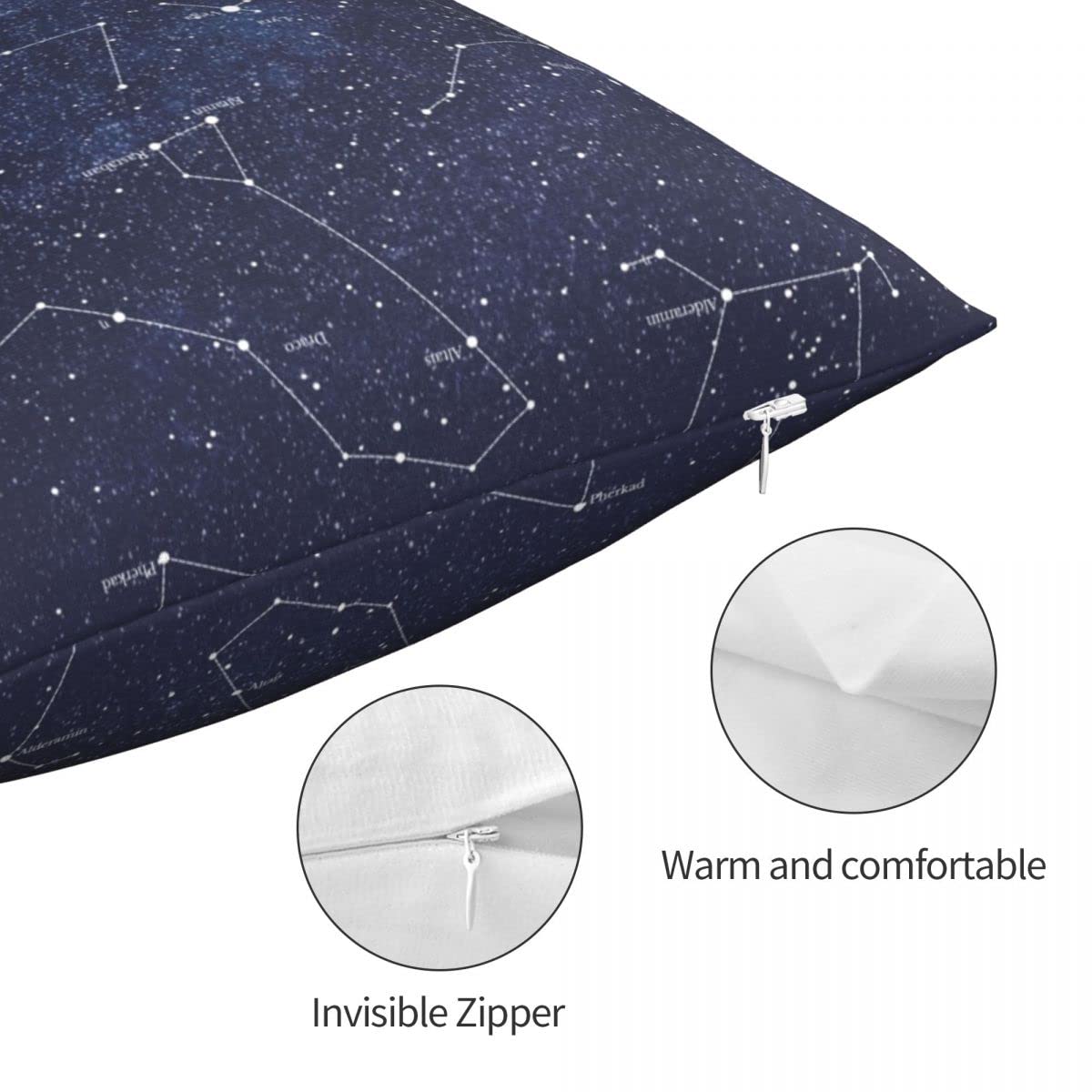Funda de Almohada Poliéster Lino Terciopelo Cremallera Impresa Funda de Almohada Decorativa Funda de cojín para el hogar 18quot; -como se Muestra, 66x66cm Terciopelo