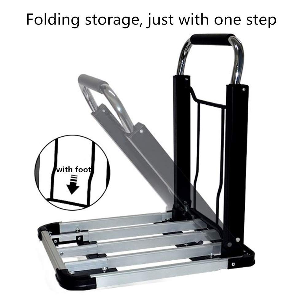 Diable pliable avec 4 roues – Chariot de courses portable et porte-bagages pour un transport facile – Chariot de manutention léger et durable