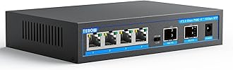 4-Port 2.5Gb PoE+ Switch add 2-Port 10Gb SFP+, TEROW Base-T 10G Ethernet, 60Gbps Switching Capacity, IEEE802.3af/at, Up to 30W, 65W,Desktop/Wall Mount, for AP & IP Cameras, Home,Gaming,Office