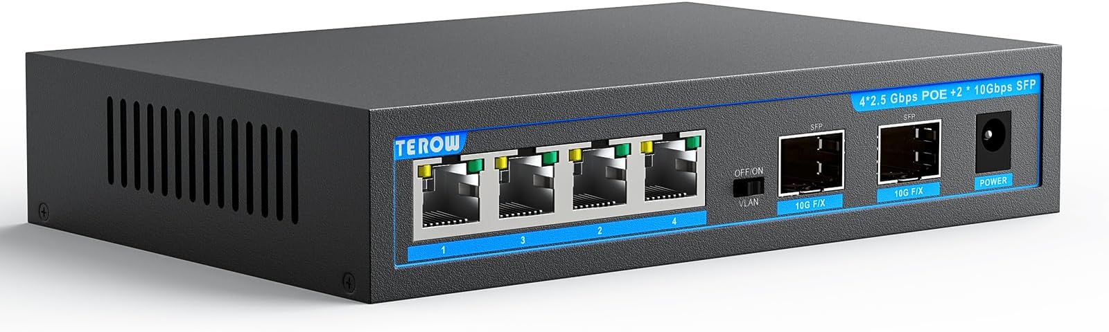 6-Port 2.5G Poe Ethernet Switch unmanaged , 4 x 2.5G Poe Base-T & 2 x 10G SFP, Multi-Speed Network Switch, Compatible with Gigabit & 10Gb, Desktop/Wall Mount, Ideal for AP, NAS, PC