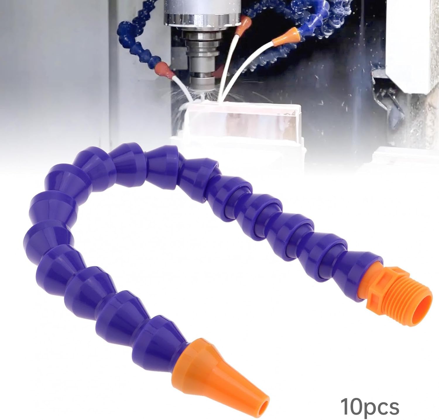 10 Pcs G1/4 Plastic Round Nozzle Flexible Coolant Pipe 300mm for CNC Machine, Water Oil Coolant Pipe Hose
