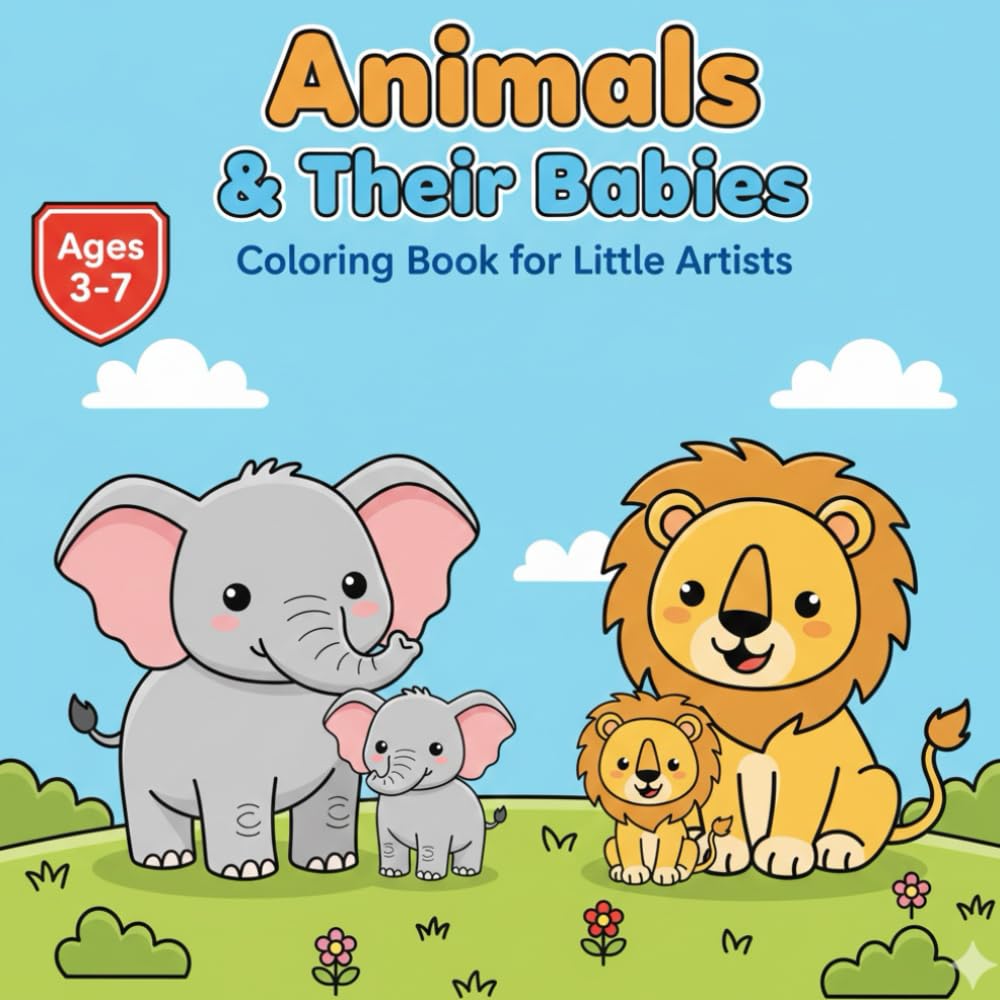 Animals & Their Babies: Coloring Book for Little Artists