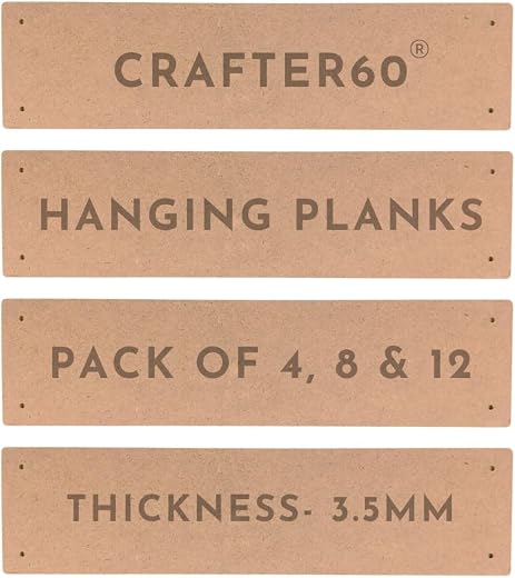 CRAFTER60 Rectangular Hanging MDF Boards for Art and Craft 12x3 Inch-3.5mm Pine Wood Board Unfinished for DIY Home Embelli...