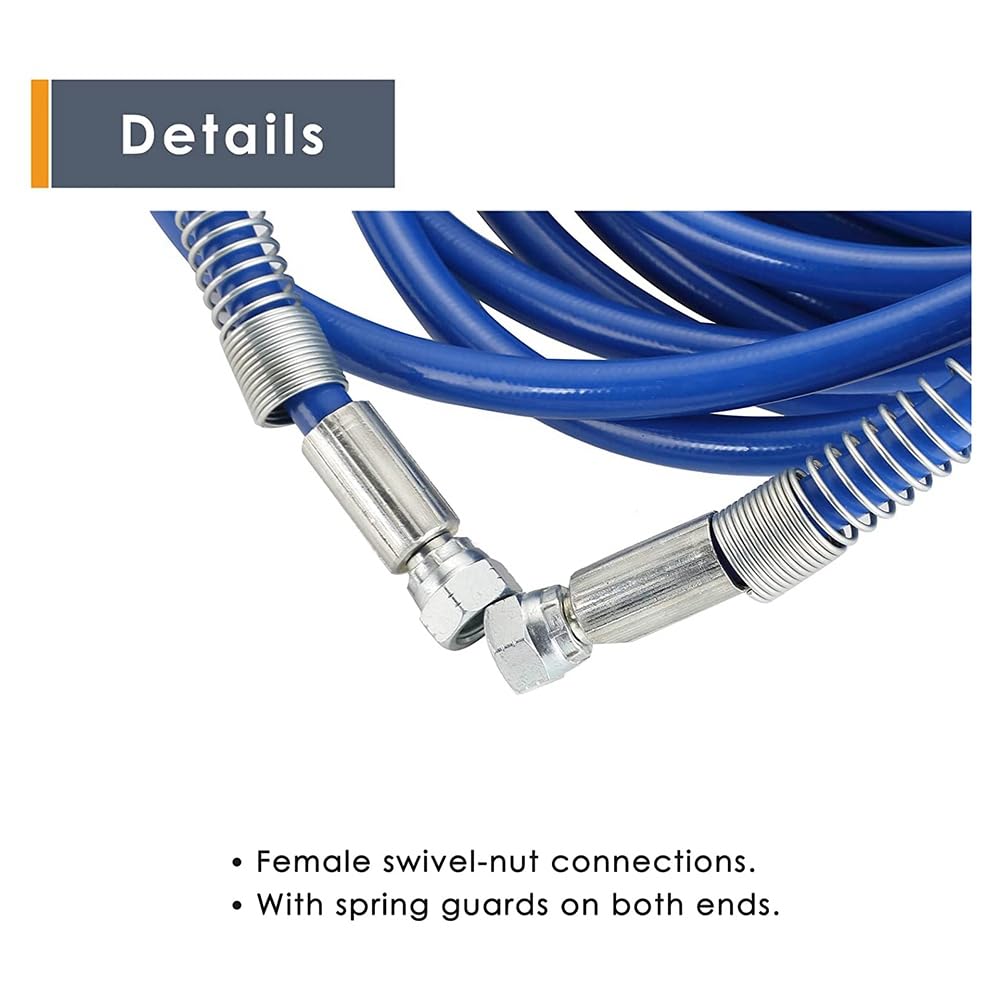 rieder 2 unidades 1/4 Airless manguera pulverizadora de color universal de alta presión manguera de fibra flexible 3300 PSI (25 pies, azul)