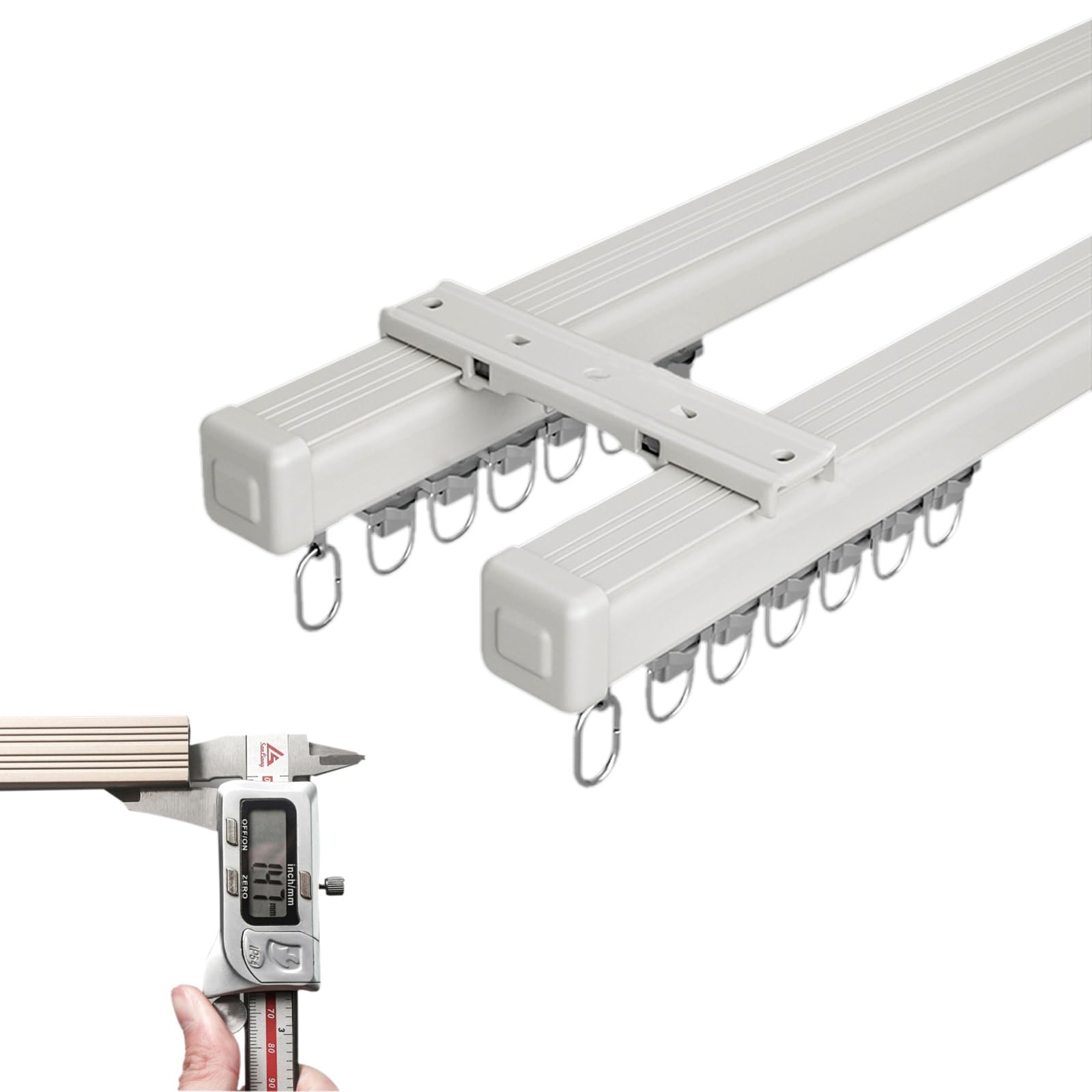 Curtain Double Track Ceiling Or Wall Mount Heavy Duty Aluminium Curtain Rails For Living Room Bedroom Room Divider Track Set 1-10m Customized Length(Carbonizedcolor:White,Size:180cm)