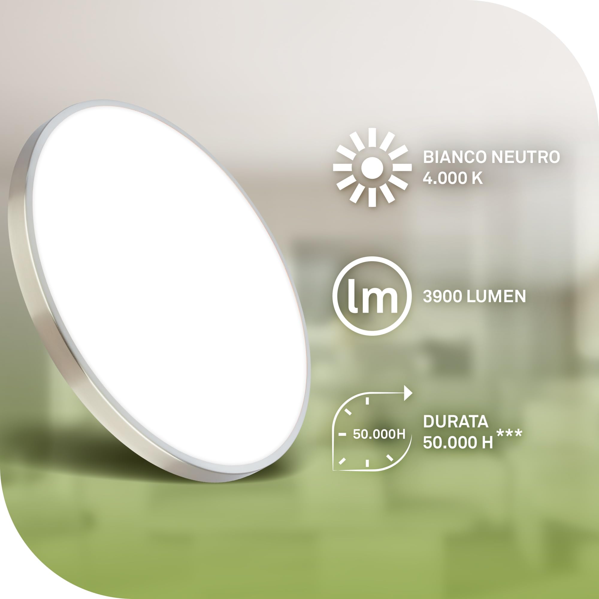 BRILONER - Plafoniera LED, CEE A sorgente luminosa, 17,1W a 3900lm, luce bianca neutra, decoro in alluminio, lampada soffitto, plafoniere da soffitto, lampadario, 38x6 cm, nichel opaco