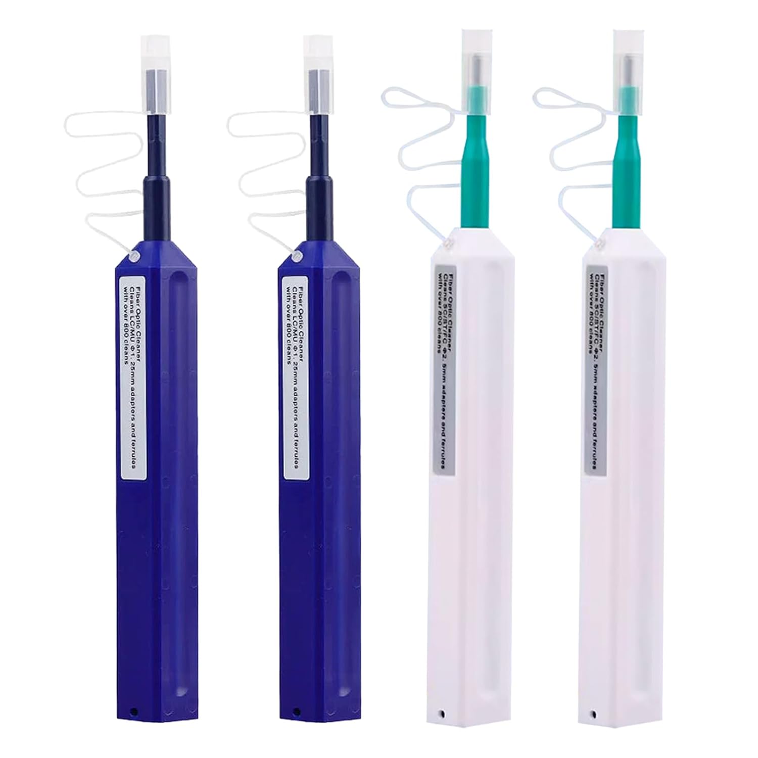USON 2pc 1.25mm Plug Connector Fiber Optic Cleaner Pen and 2pc 2.5mm Plug Connector Fiber Optic Cleaner Pen