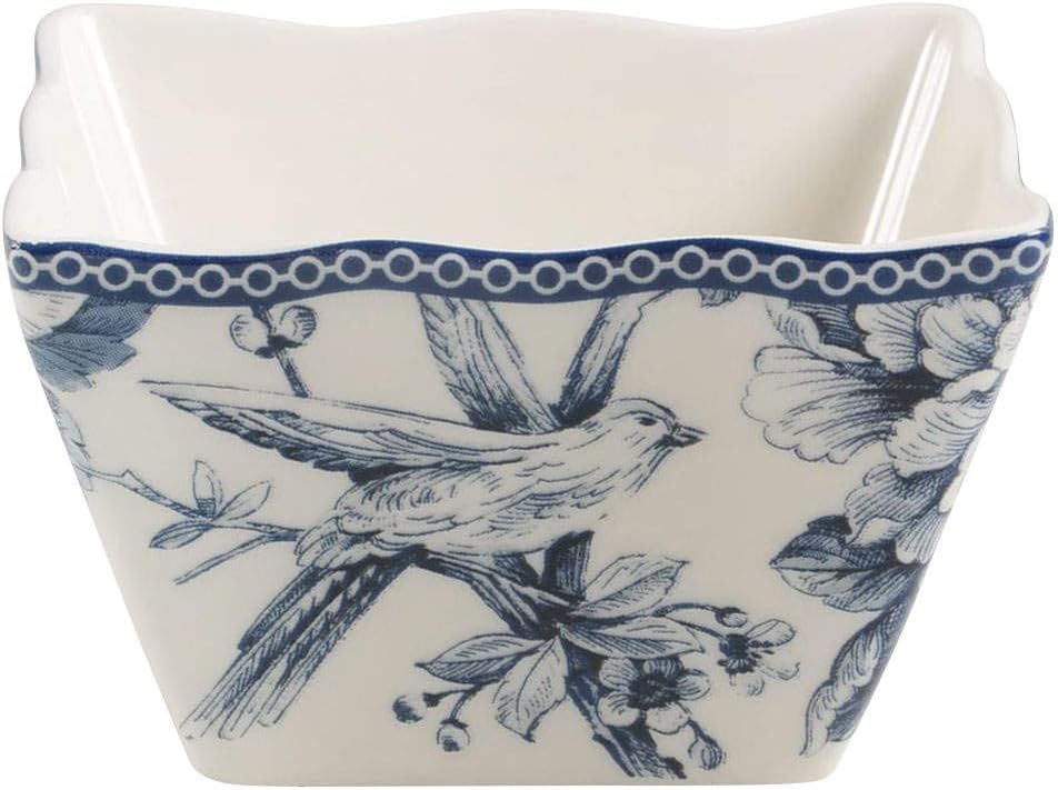 222 Fifth Adelaide Blue and White Appetizer Bowl, Square
