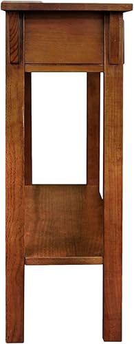 Miniatura 5 de Leick Home Mesa de Consola Mission, Madera Maciza, 1 Cajón de Almacenamiento, Estante de Exhibición Inferior, Profundidad Estrecha, Fácil Montaje,