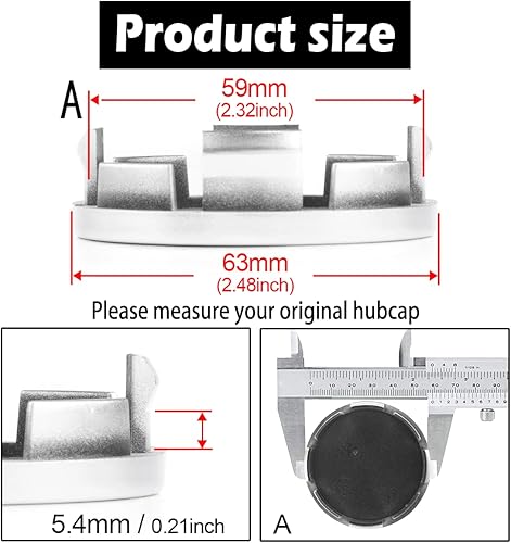 Miniatura 3 de Rheedal 4 tapas centrales de 2.480 in (2.48 pulgadas) para llantas de repuesto para llantas de Dodge Jeep 52110398AA 1LB77DD5AC 1LB77SZ0AC, (plata,