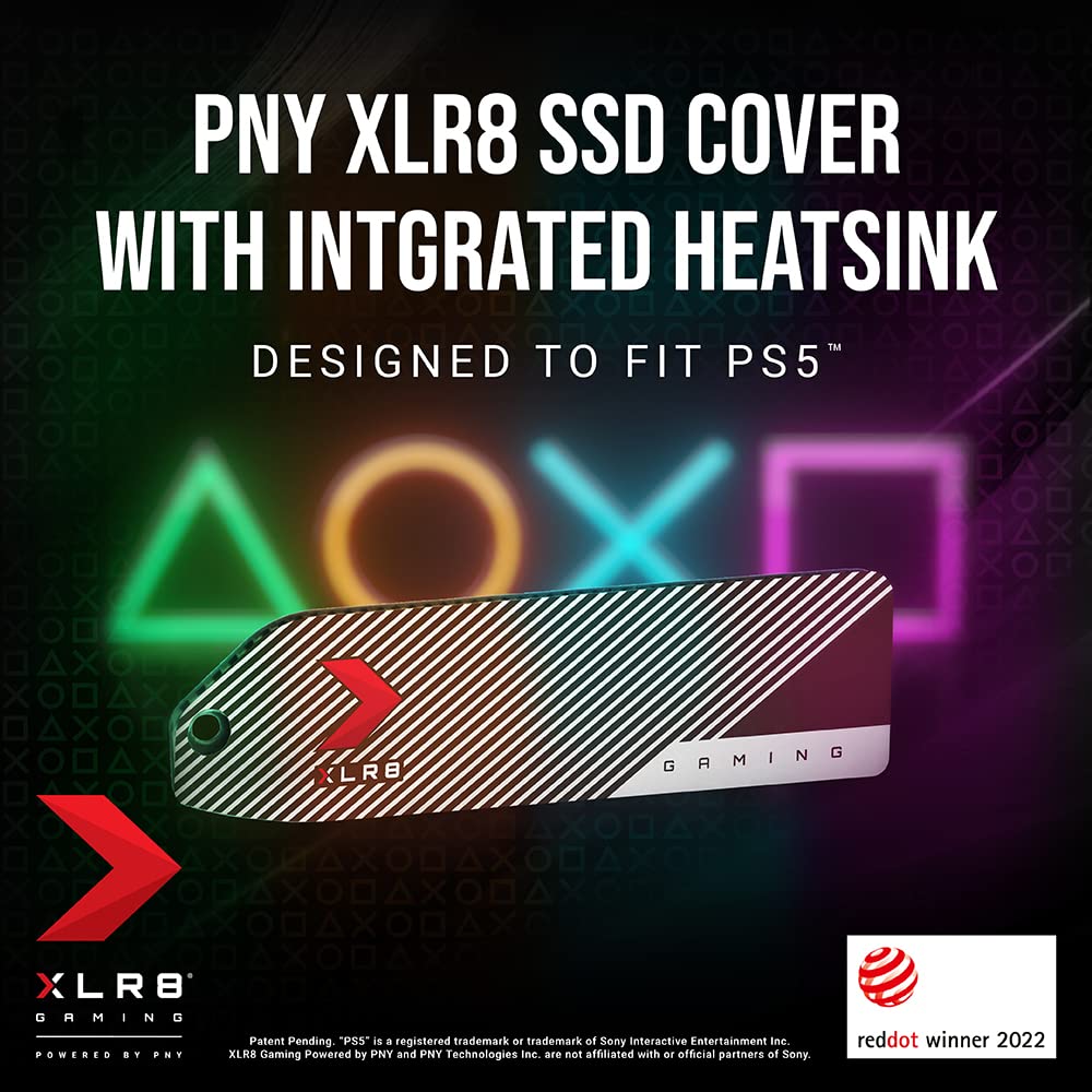 PNY XLR8, Pokrowiec na dysk SSD ze zintegrowanym radiatorem pasuje do PS5 M22110PSVHS-XR-RB, Czarny