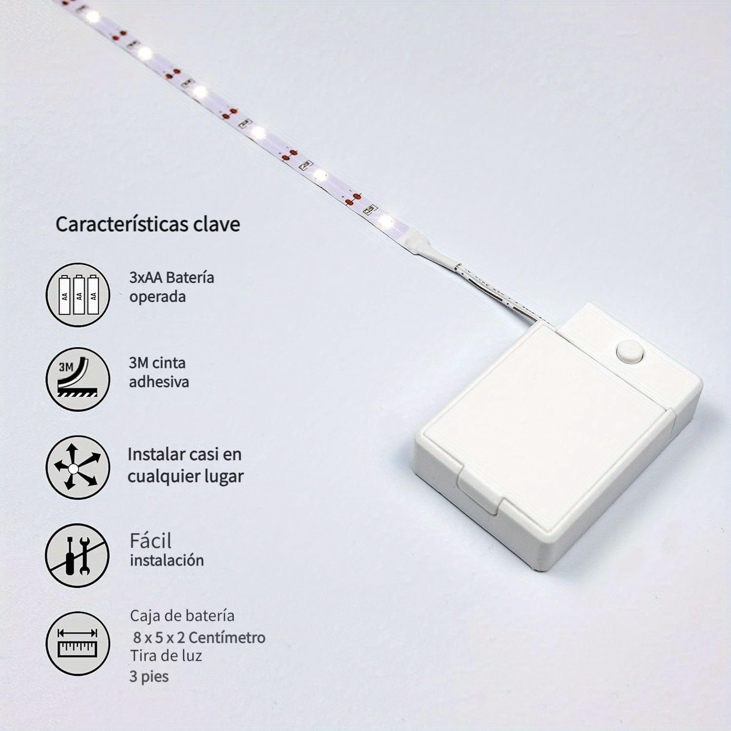BestLuz Tira de luces LED que funciona con pilas para cocina debajo del gabinete, estantes, armario, paquete de 3 inalámbrico, blanco neutro, 4000K