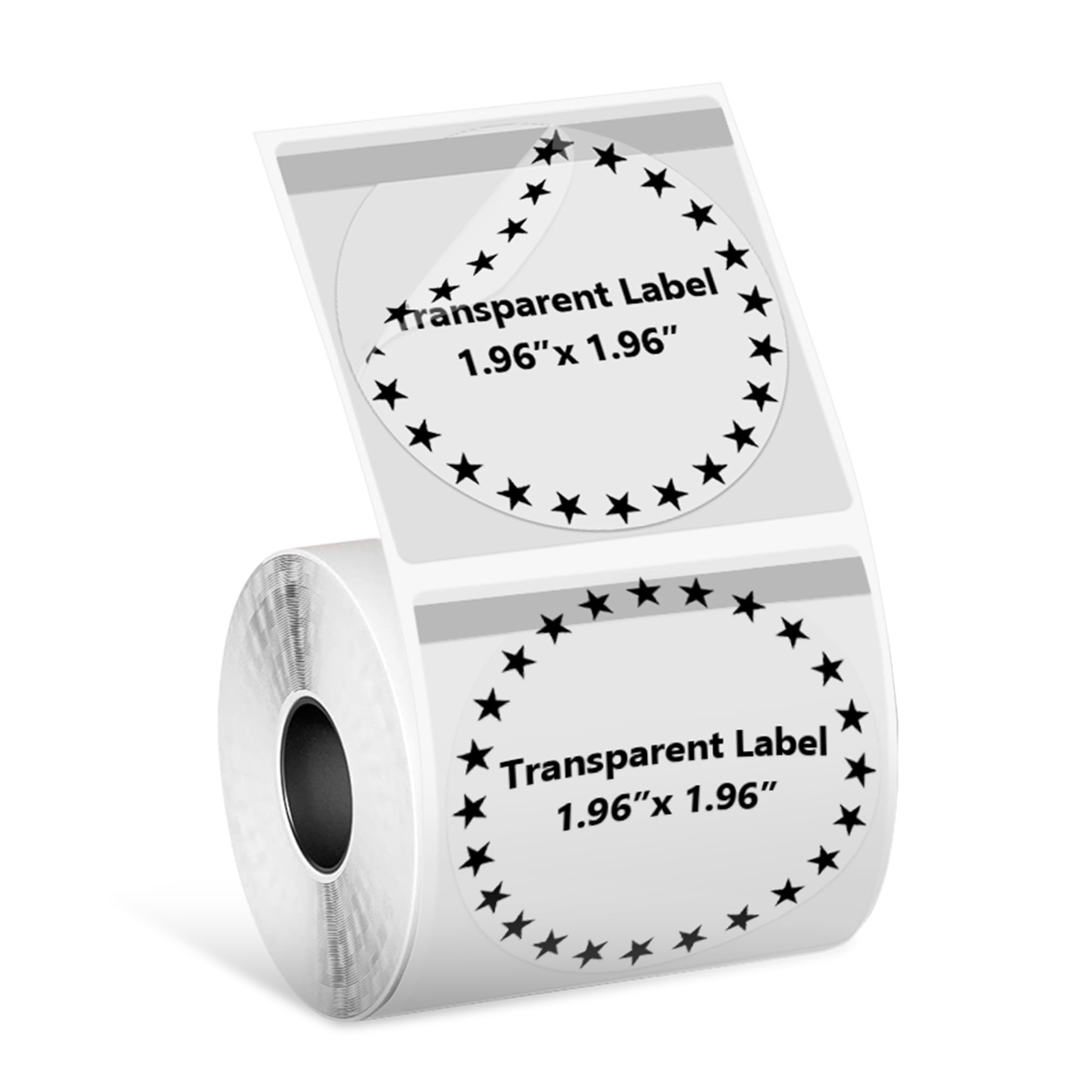 Phomemo Transparent Thermal Labels for M110/M220/M100/M120/M250 Label Maker,1.96"x1.96"(50x50mm),140 Labels/Roll, Multi-Purpose Self-Adhesive Original