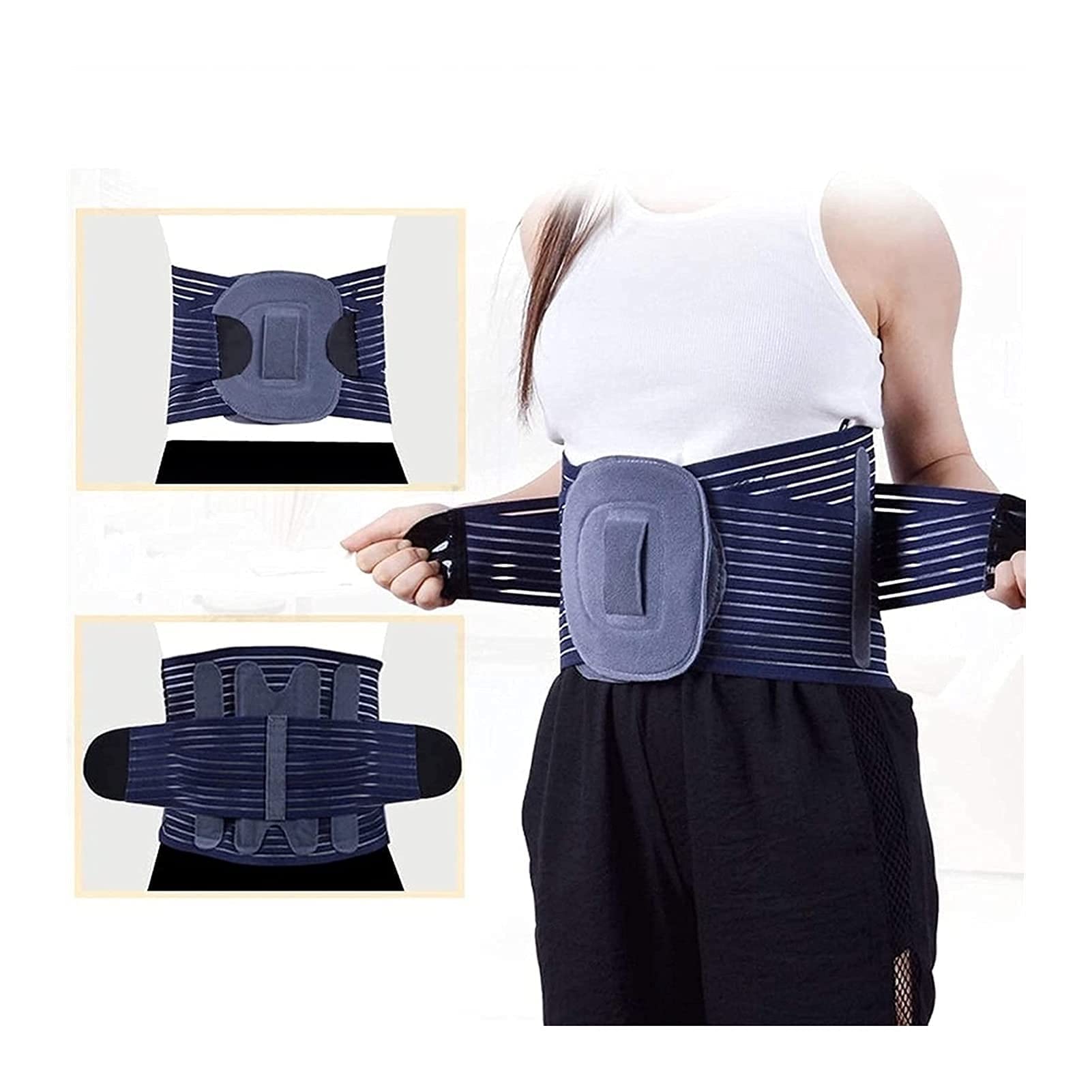 Soporte Lumbar para aliviar el Dolor Cinturón de Soporte Lumbar con 6 Tiras de Soporte para aliviar la ciática Estenosis espinal Escoliosis o Hernia de Disco ()
