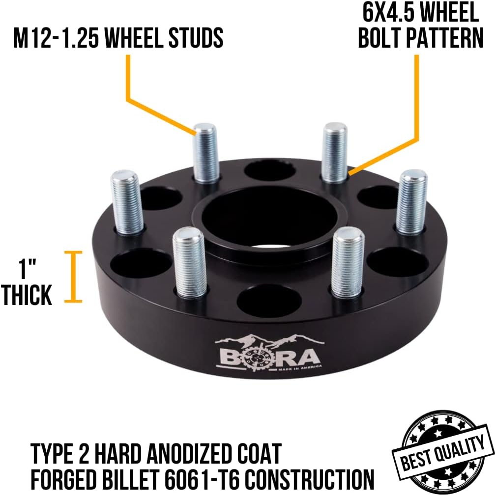 Motorsport-Tech - Bora Wheel Spacers - [1”] - for Nissan Titan 2004+ - 6x139.7 Hub Centric Wheel Spacer - 77.8 mm Center Bore - Anodized Aluminum - Made in USA - Set of 2