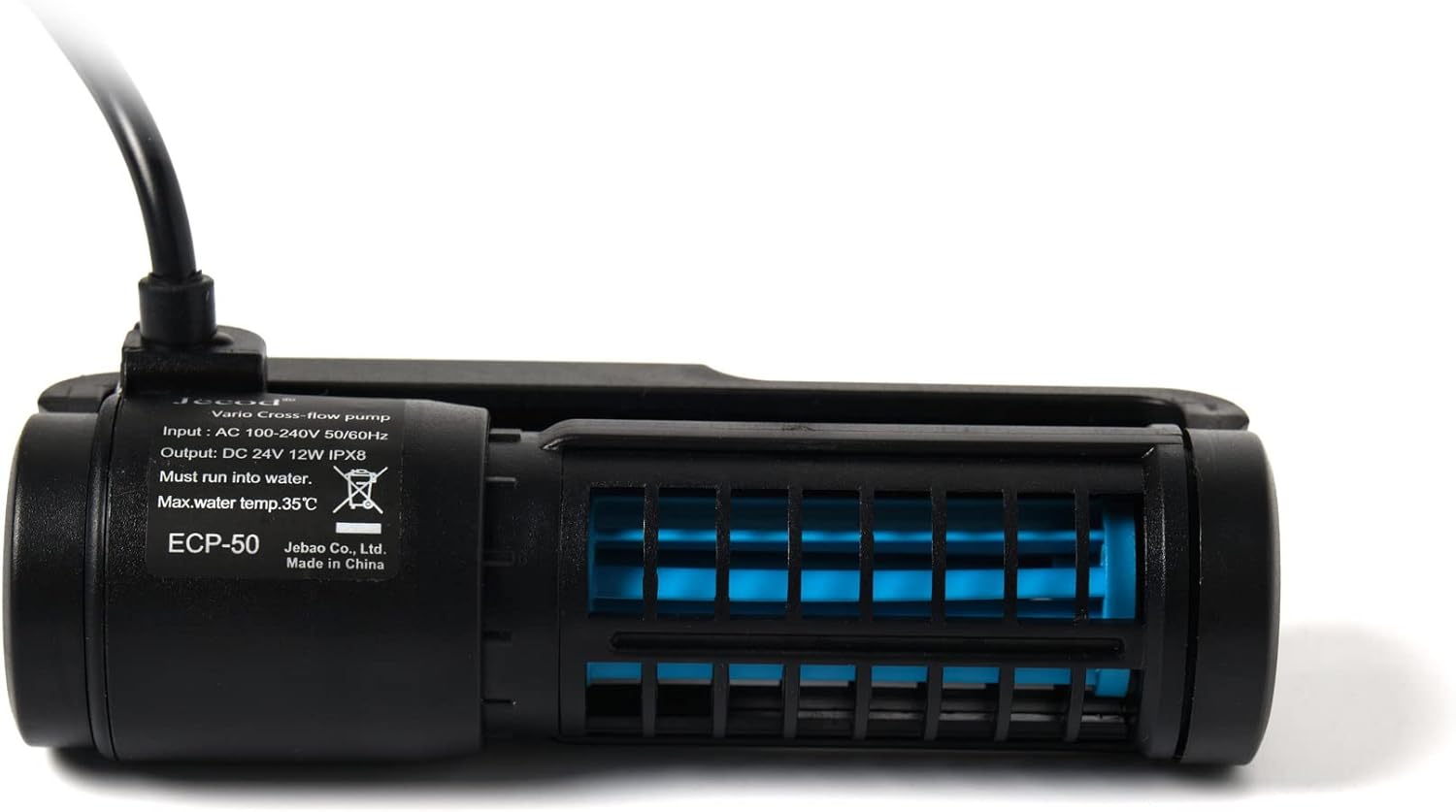 Top-down view of the Jebao ECP-50M pump, showing the impeller cage and the main body.