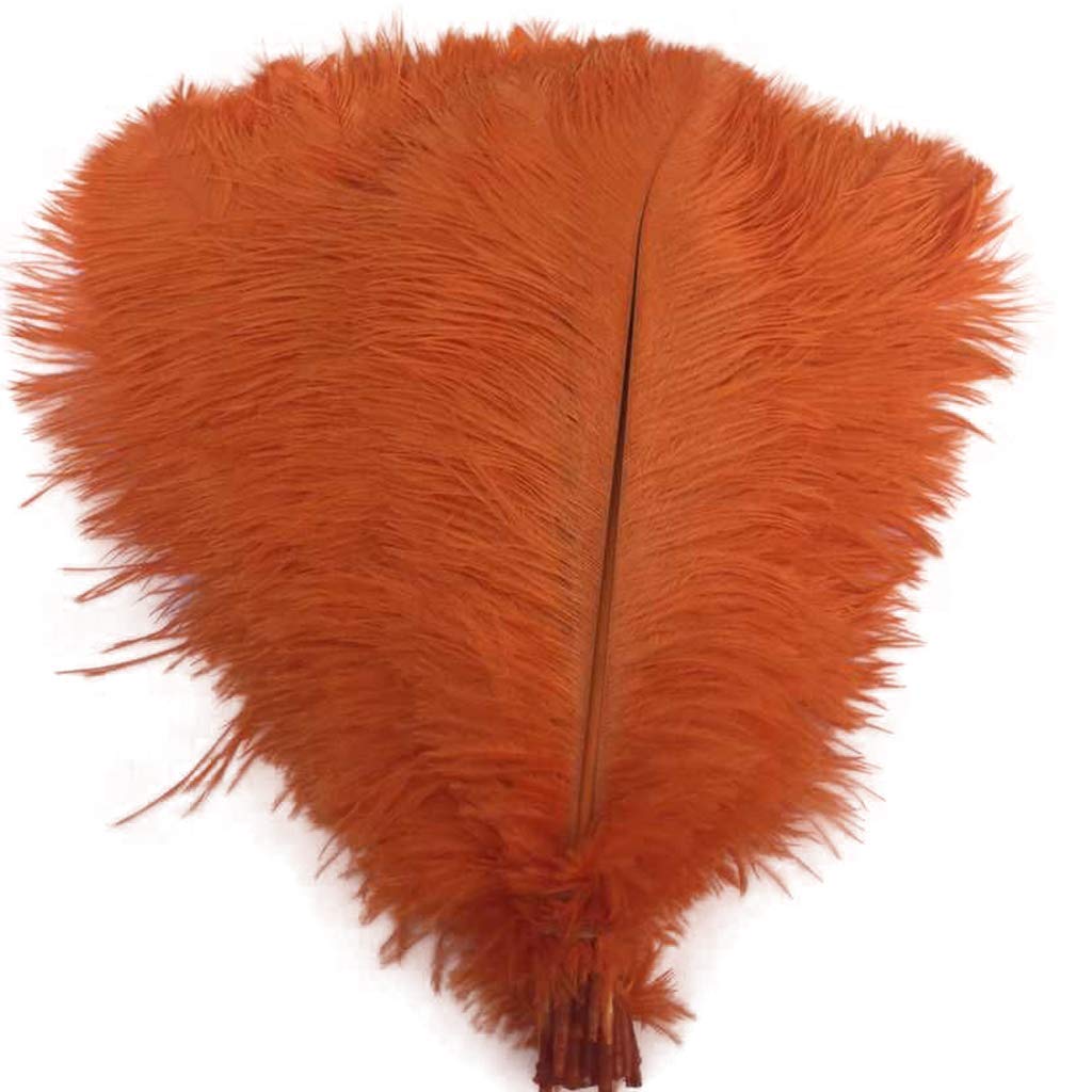 Shekyeon 14-16inch 35-40cm Ostrich Feathers Plumes for Table Decoration Pack of 10(Orange)