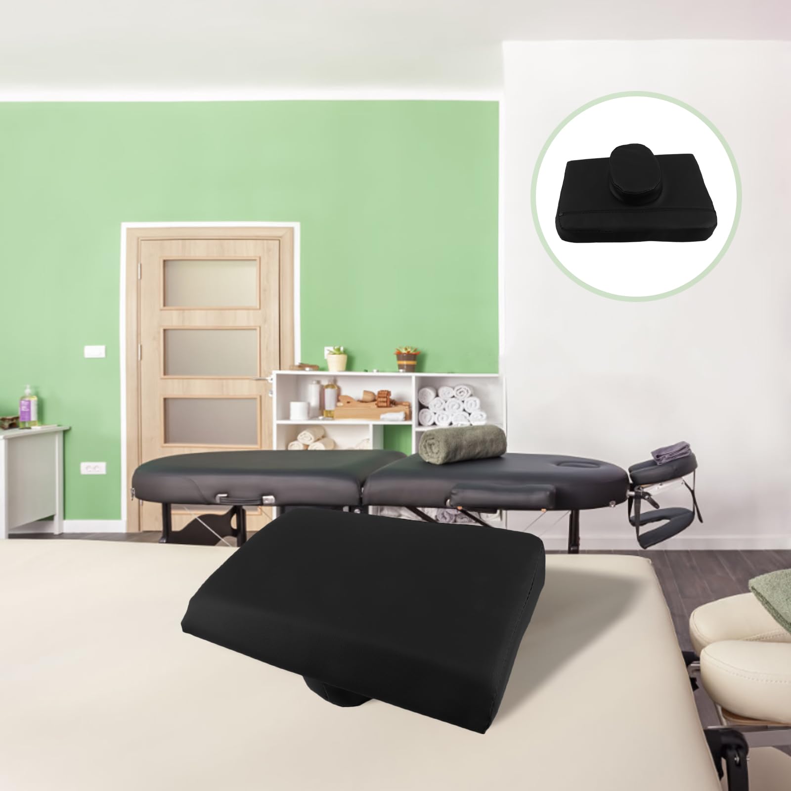 Gatuida Cuscino per Lettino da Massaggio in Schiuma Memory ad Alta Densità, Poggiatesta Portatile Nero per Massaggi Viso e Rilassamento, Supporto Ergonomico per Spa e Uso Domestico