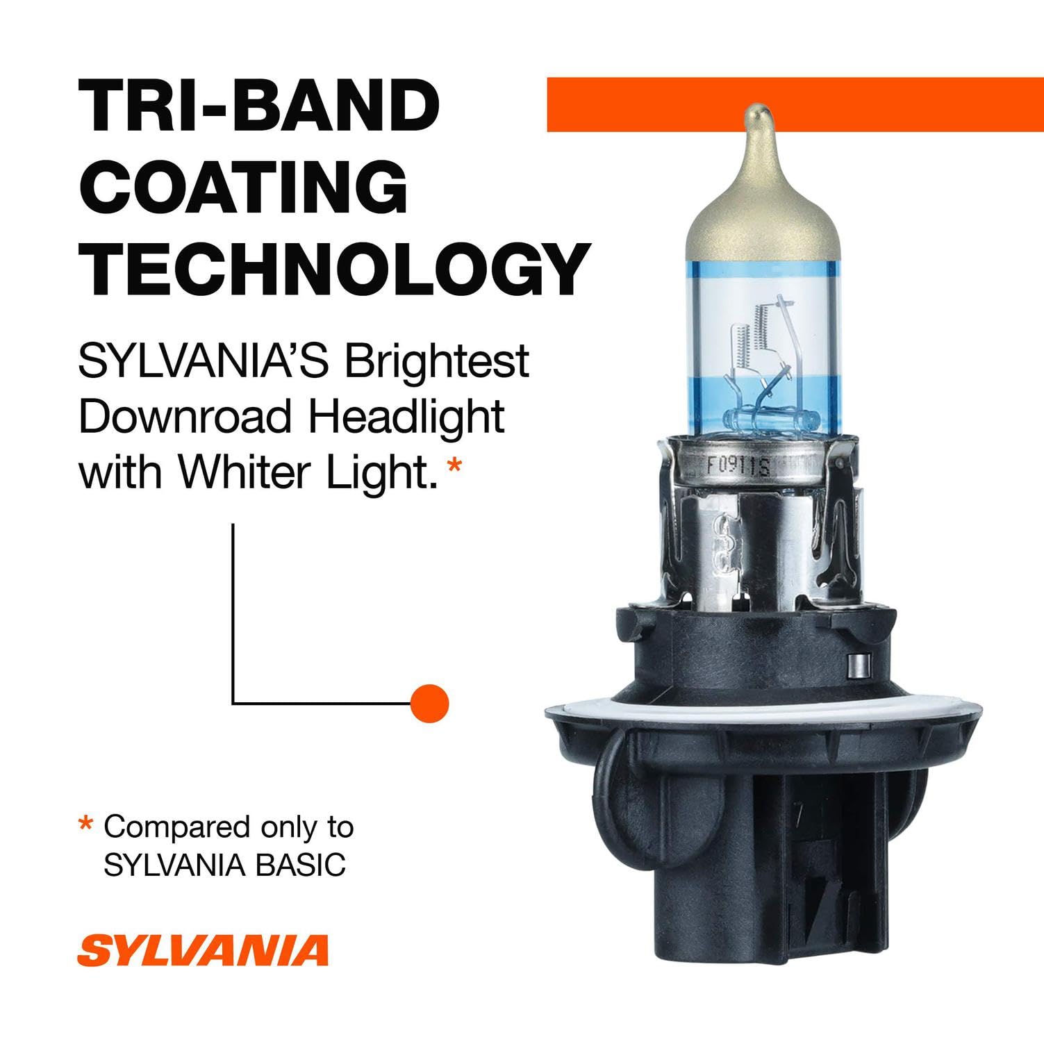 SYLVANIA - H13 SilverStar Ultra - High Performance Halogen Headlight Bulb, High Beam, Low Beam and Fog Replacement Bulb, Brightest Downroad with Whiter Light, Tri-Band Technology (Contains 1 Bulb)