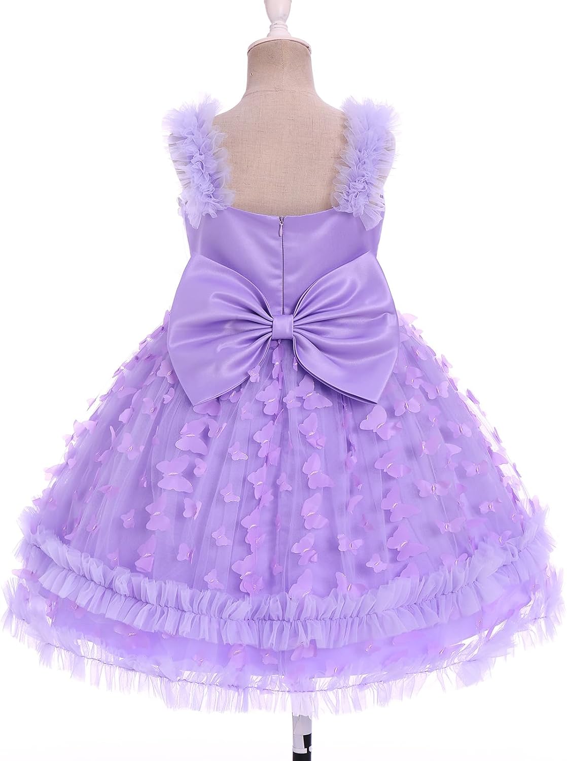 IBTOM CASTLE Birthday Dress for Girls Sleeveless 3D Butterfly Tulle Dress Toddler Pageant Birthday Party Ball Prom Gown