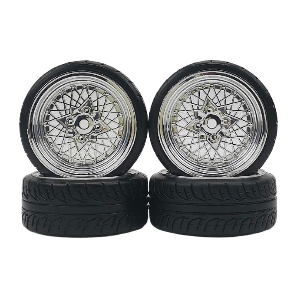 Cerchioni in plastica con offset in scala 1/10 da 4 pezzi 3mm con pneumatici per modelli Drift e Touring di auto RC compatibili con veicoli simili