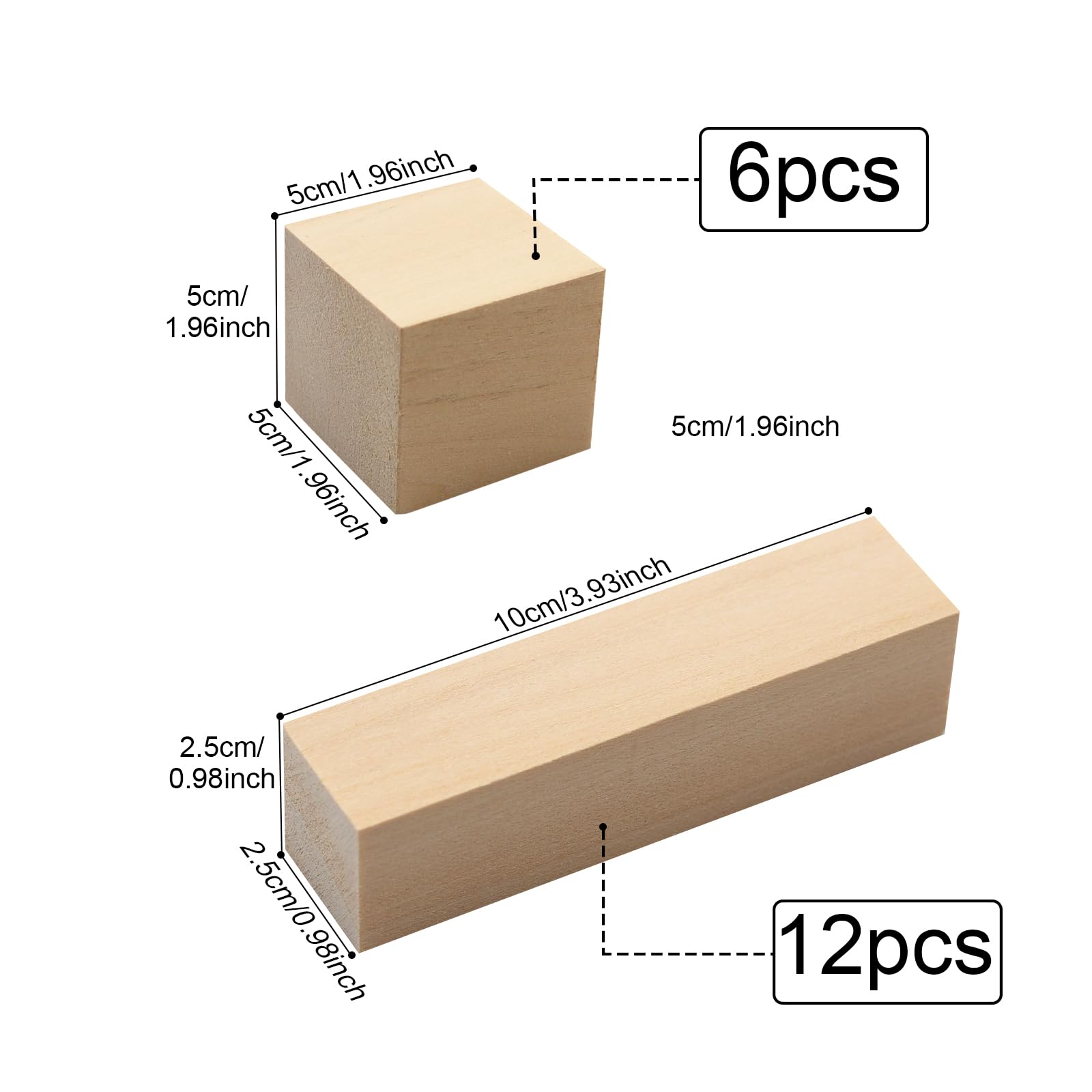 Zalaxt Basswood Carving Blocks 18 pcs Whittling Wood Carving Blocks, Blocks for Wood Carving, Basswood Carving Blocks, BROWN