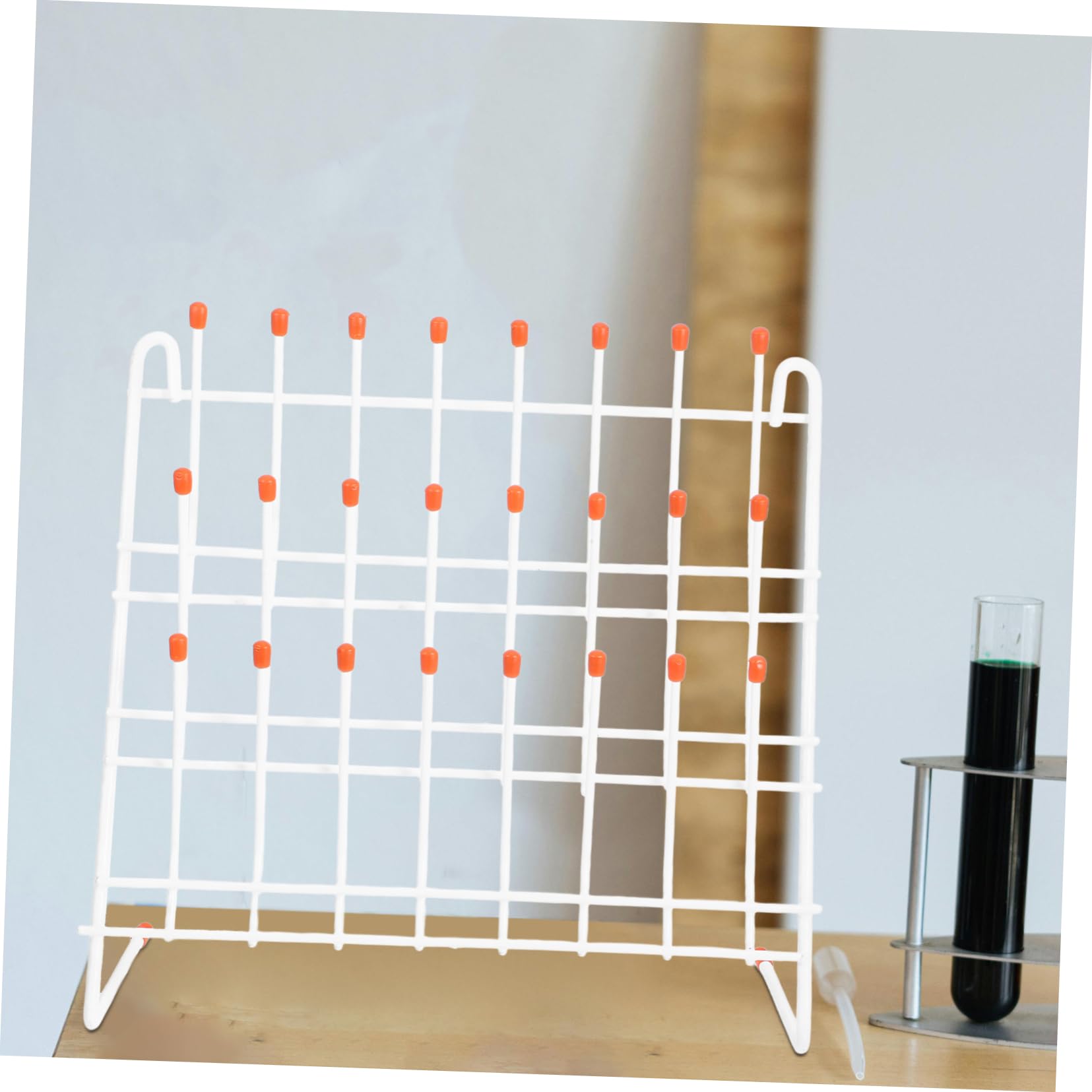 Gradilla para Tubos de Ensayo de Laboratorio 24 Puestos Hierro | Blanco, Ligera y Fácil de Transportar, para Secado de Vasos y Uso en Laboratorio E Investigación