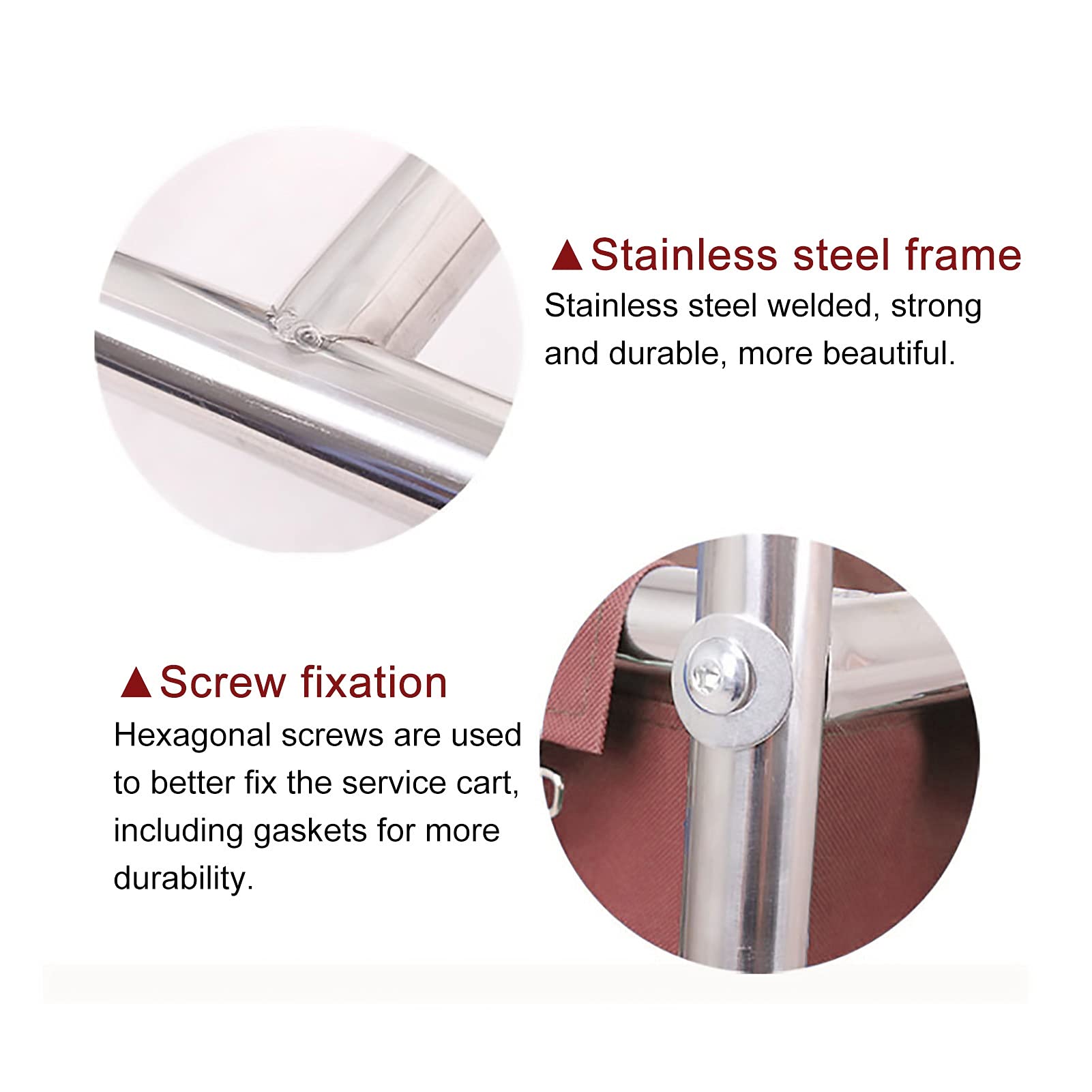 DFEDHF Movable Hand Trucks Cart with Removable Washable Bag, Laundry Sorter Hamper Trolley for Hotel Clothes Storage, Stainless Steel Frame/Brown/90X65X80Cm