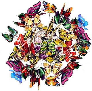Colorful Garden Butterflies, 50PCS Outdoor Large Metal Butterfly, Waterproof Patio Butterfly Ornaments on Sticks Garden Wall Art Decorative for Plant Decoration, Outdoor Yard, Garden Decor