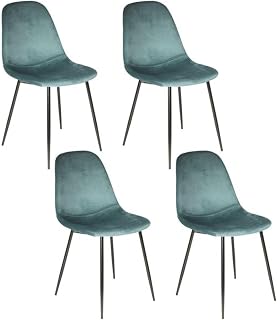 HOME DECO FACTORY The HD67031 - Juego de 4 Muebles de Terciopelo Cotele Giulia, Color Azul Pato, Silla, Asiento, salón, Comedor, Dormitorio, Muebles, Metal, 54 x 85 x 44 cm