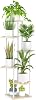6 Tier Tall Corner Plant Stands Indoor Outdoor, 115cm Large Metal Wood Plant Stand Flower Shelf for Multiple Plants, Tiered Plant Holder Rack for Balcony Garden Patio Living Room White