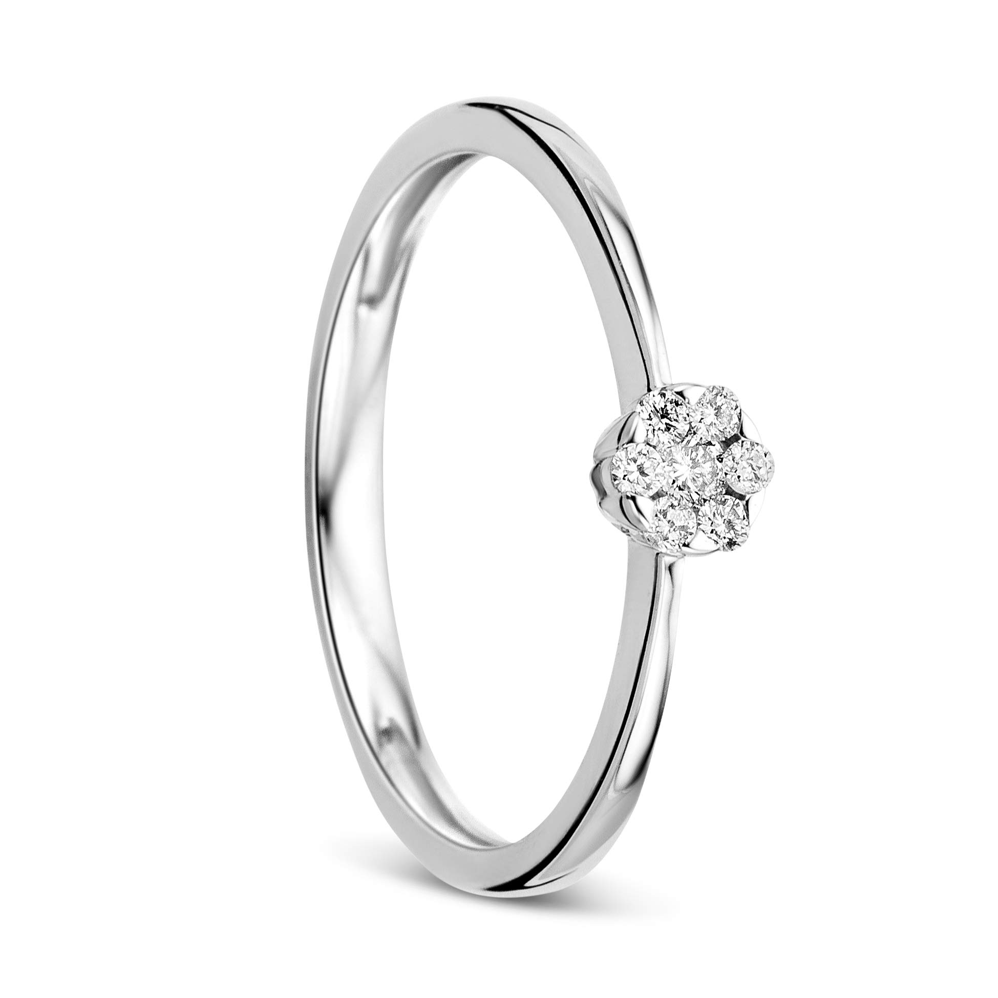 OroviAnillo de compromiso de oro blanco de 0,09 quilates con diamante de 9 quilates (375) y diamantes