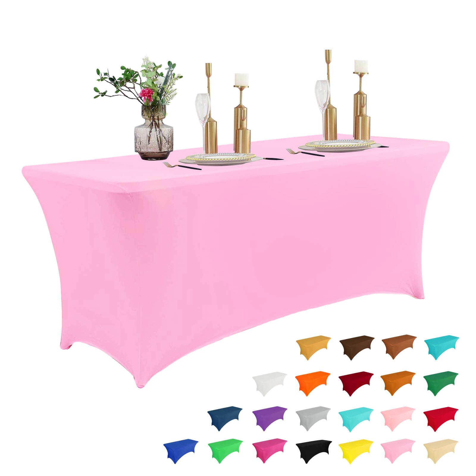 NSSONBEN 1-Pack, tovaglia rettangolare in spandex blu per bambini, 180 x 76 cm, tovaglia elasticizzata senza pieghe con gonna per banchetti, feste, matrimoni, compleanni, meeting, fiere all'aperto