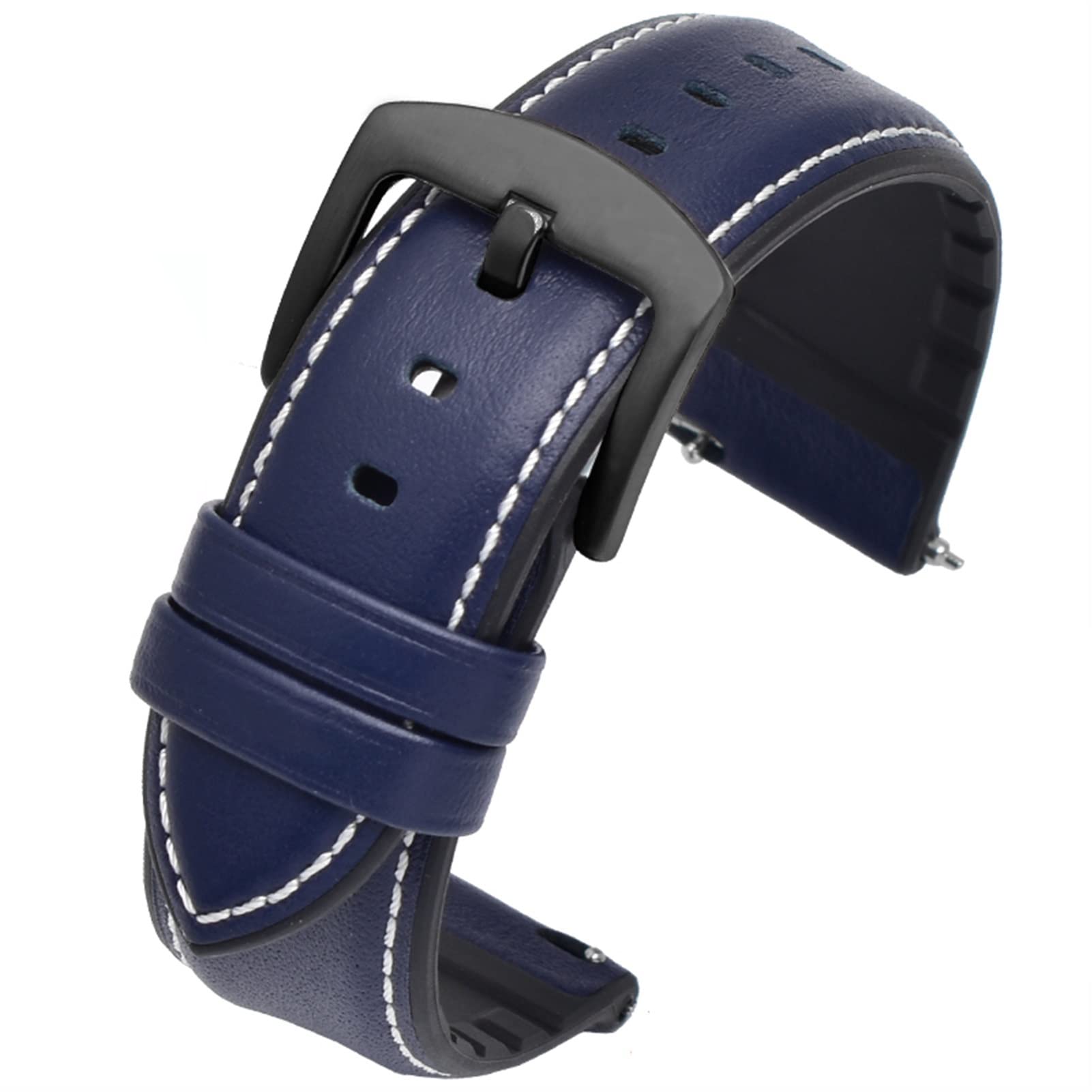 Armband aus echtem Leder, 22-mm-Lederarmband for Smartwatches im Business-Stil, Ersatzarmband (2-in-1) aus Leder und Silikon