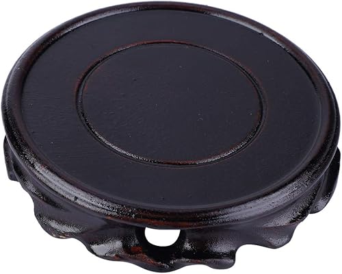 Soporte de pedestal de madera, base de jarrón redondo vintage, soporte de madera para plantas, bonsái, acuario M