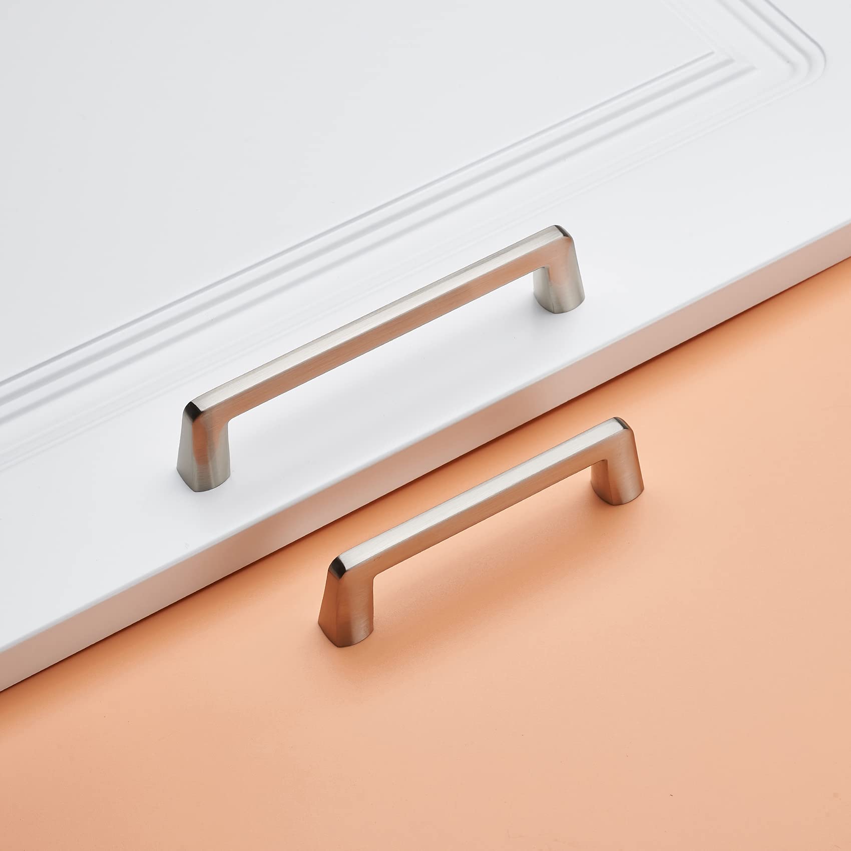 3-3/4 Inch Zinc Alloy Handles Brushed Satin Nickel Cabinet Pulls Drawer Pulls Furniture Hardware for Bedroom,Bathroom Cupboard Door,Bedroom Dresser Drawer,10 Pack