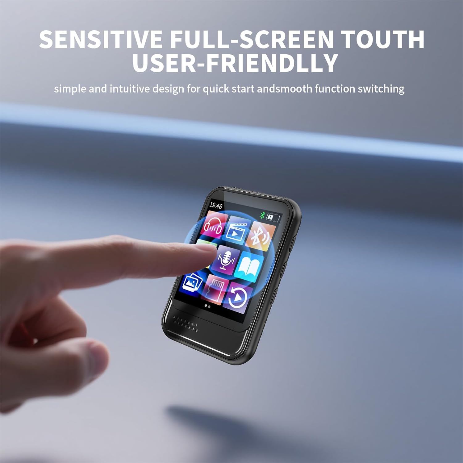 Bluetooth MP3 Player, Portable Music Player with FM Radio, Voice Recorder, Ebook Digital Audio Player with 16GB Internal Memory Support TF Card up to 512GB