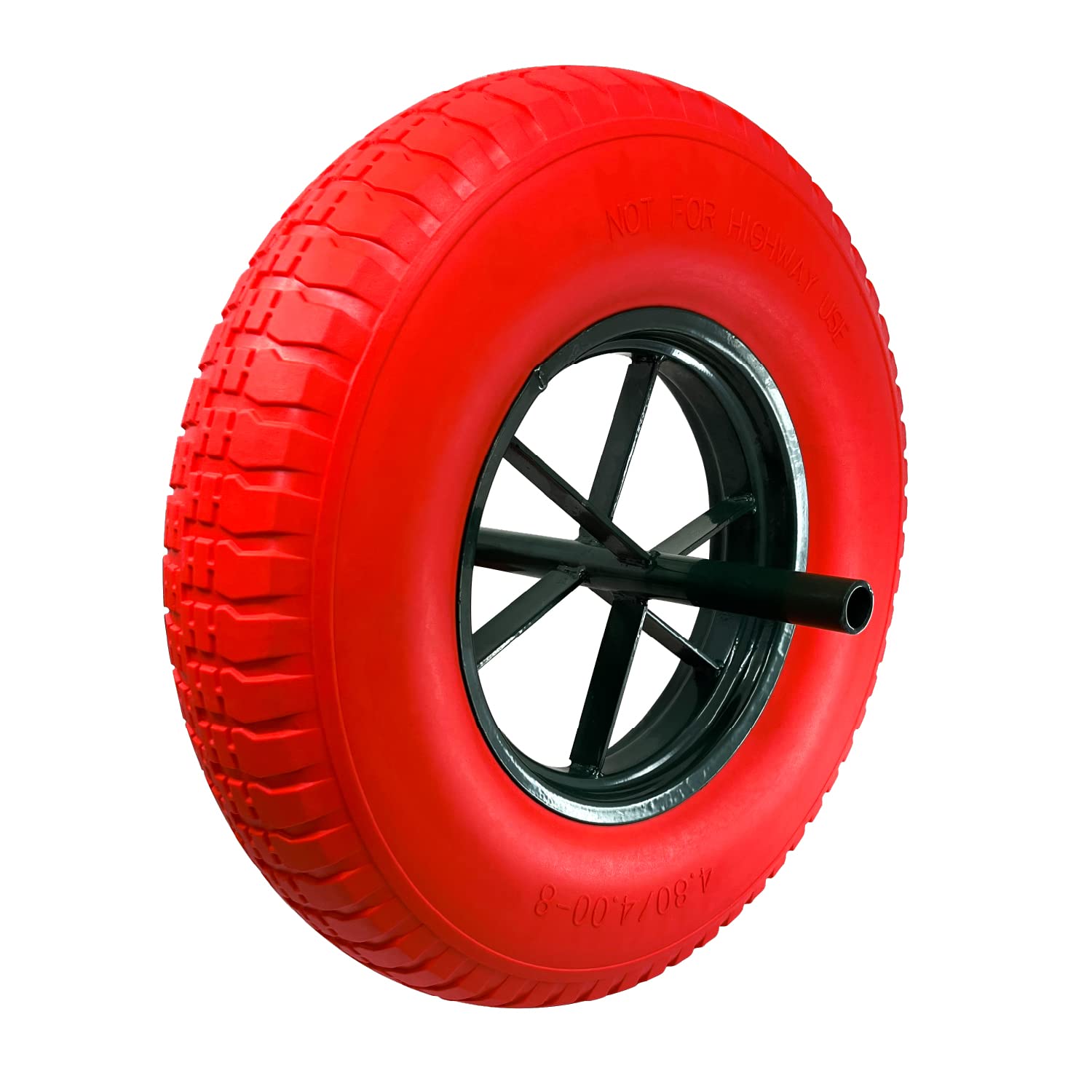 Ruota Increbile, Diametro 400 mm, Asse 20 mm, Carico max. 250 kg (550 libbre), ultra resistente, ideale per carriola (ROSSO)