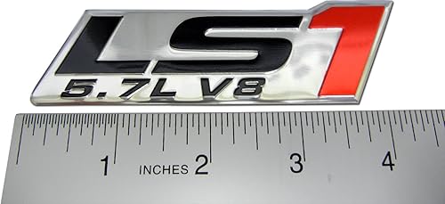 Miniatura 2 de LS1 5.7L V8 Emblemas de motor rojo altamente pulido aluminio cromado plateado compatible con Pontiac Trans Am Firebird Chevy Corvette C5 ZR1 Camaro