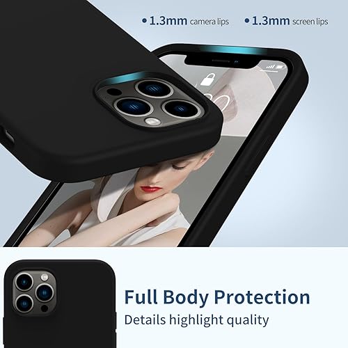 Miniatura 4 de FUNMIKO Funda compatible con iPhone 13 Pro Max con protector de pantalla, funda de silicona líquida sedosa, forro de microfibra suave a prueba de