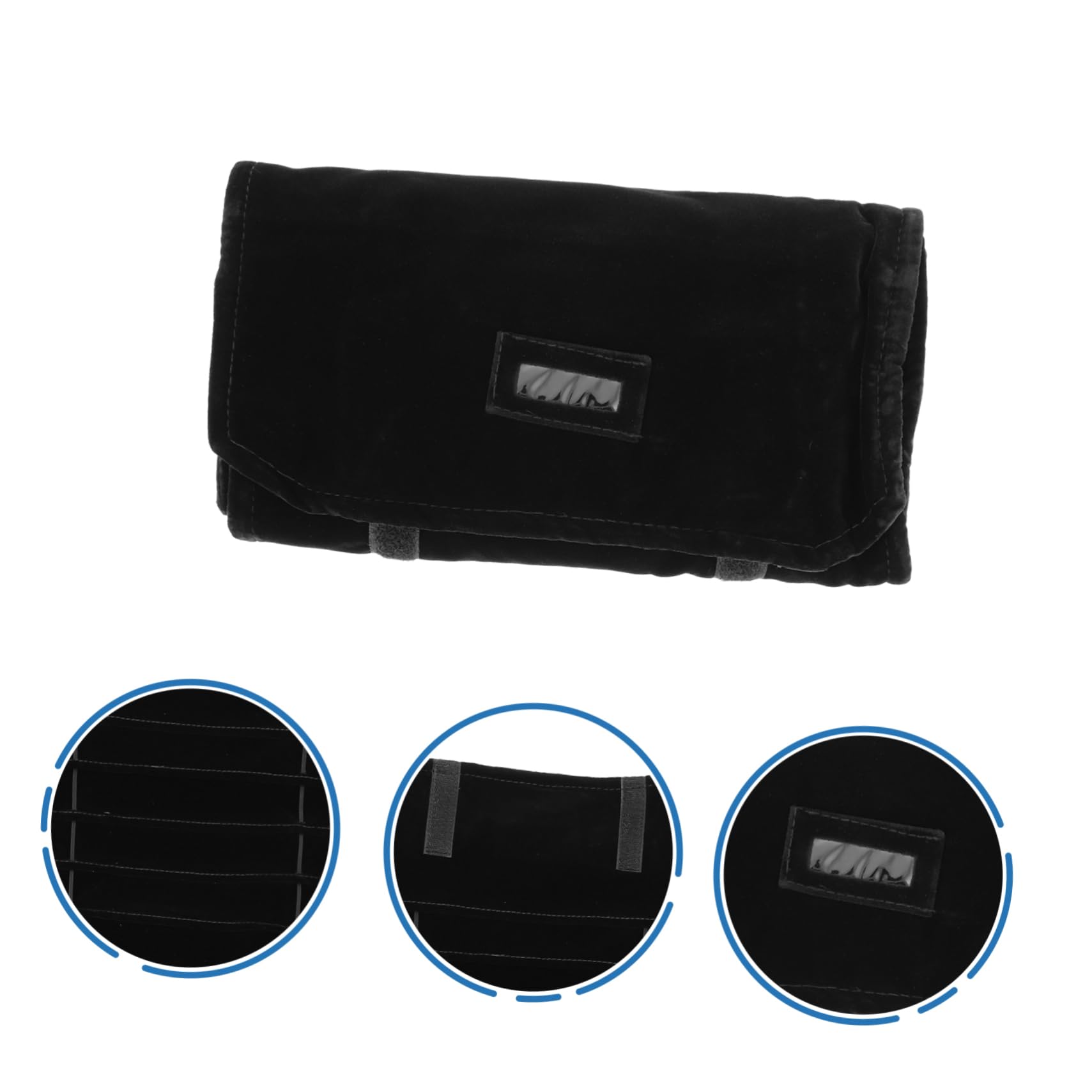 Zerodeko Schmuckrolle aus Flanell Kleiner Reise Schmuckorganizer für Armbänder und Uhren Schwarz Verschleißfest