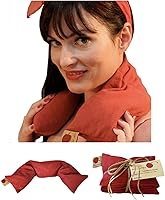 Vista 1 de Almohada de mezclilla roja con piedra de hueso de cerezo para microondas, compresa caliente/fría para microondas, paquete de calor húmedo